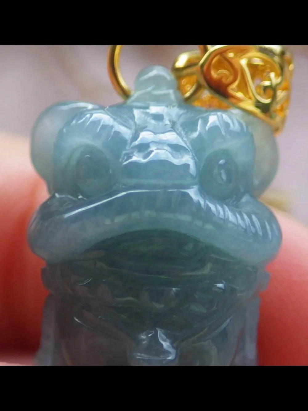 Certificate jadeite Jade Sterling silver 925 light green blue lion dance pendant